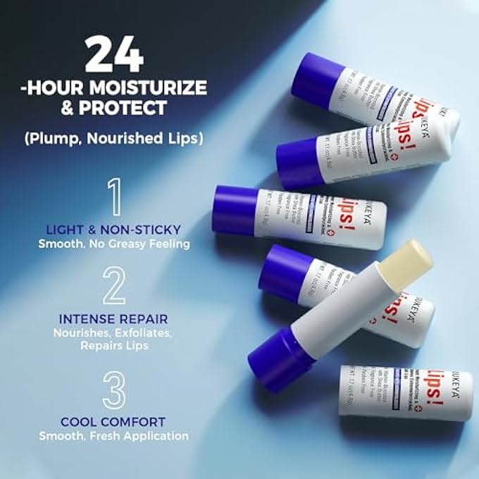 OUKEYA MEDICATED LIP BALM HYDRATING W/PETROLATUM, SHEA BUTTER, BEESWAX, 100% NATURAL INGREDIENTS, ORGANIC LIP BUTTER BALM & MOISTURIZERS LIP REPAIR FOR DRY CRACKED LIPS OVERNIGHT LIP TREATMENT (2PCS) - Image 3